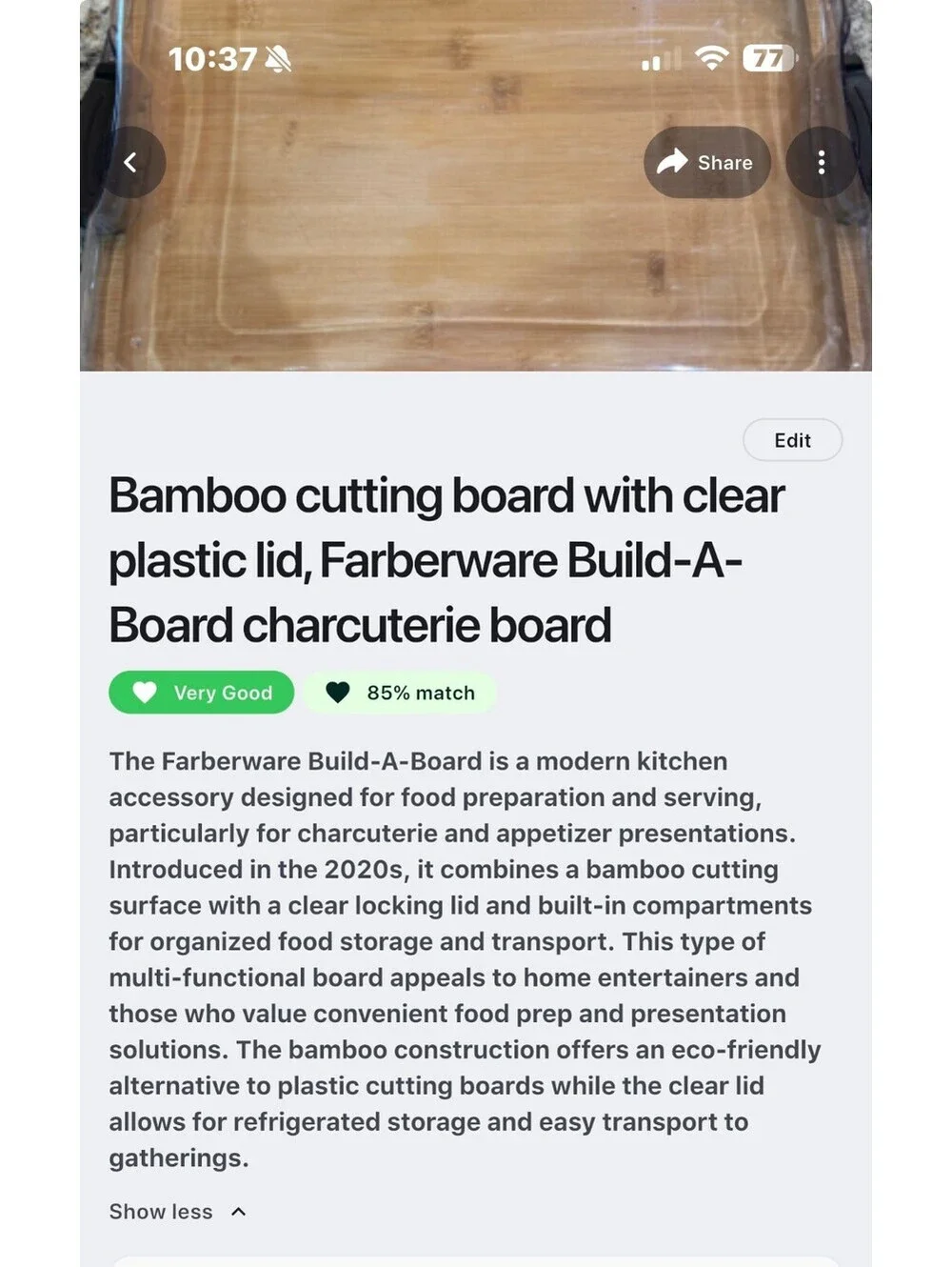 Farberware Bamboo Cutting Board with Clear Plastic Lid Build-A-Board Charcuterie